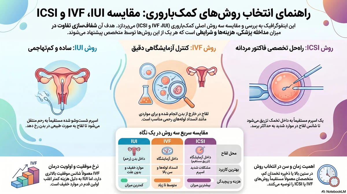 مقایسه IVF، IUI و ICSI