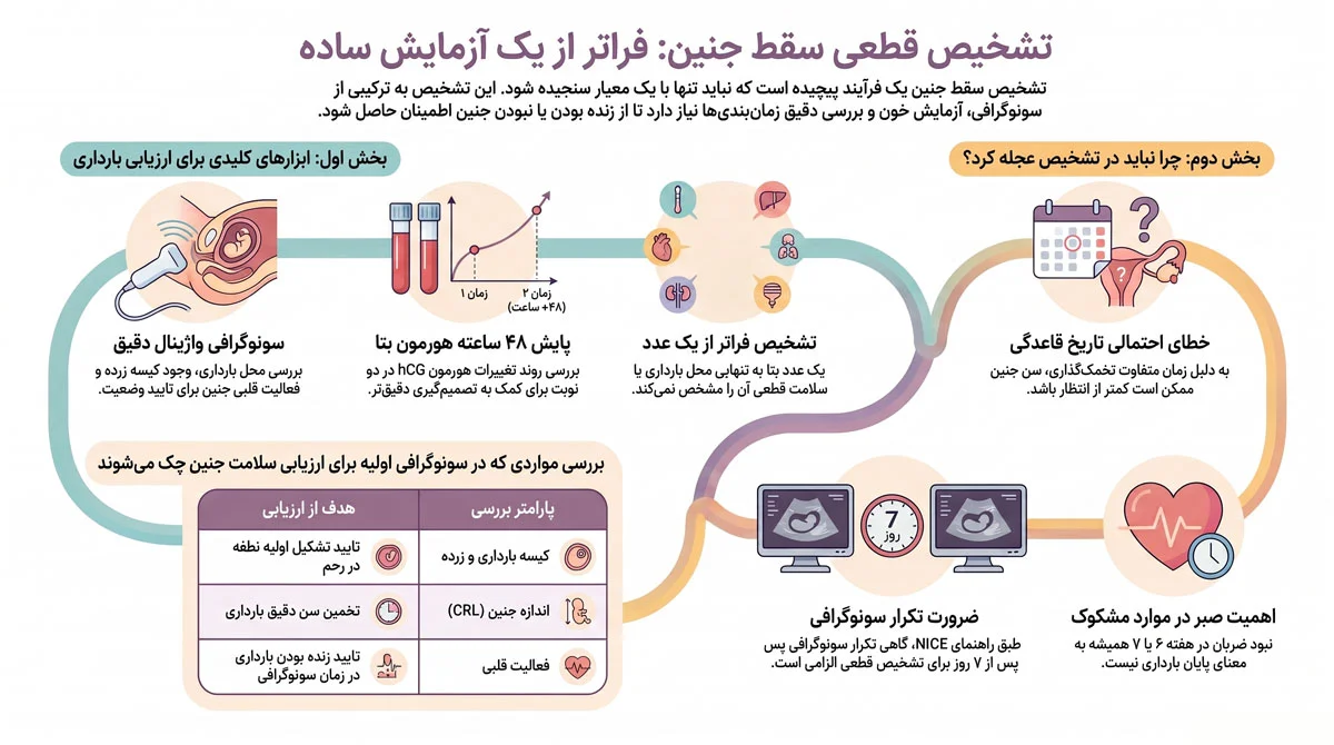 سقط جنین؛ علائم هشدار، هفتههای حساس و راههای کاهش خطر 2 تشخیص سقط جنین