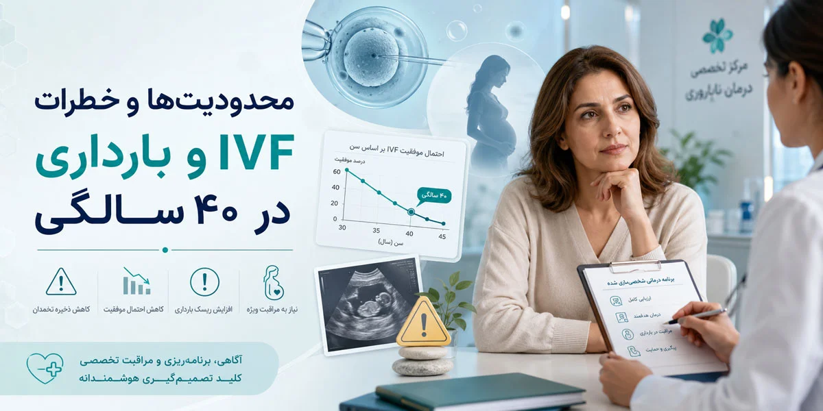 IVF در سن ۴۰ سالگی؛ شانس واقعی چقدر است و چه باید کرد؟ 4 محدودیتها و خطرات IVF و بارداری در ۴۰ سالگی