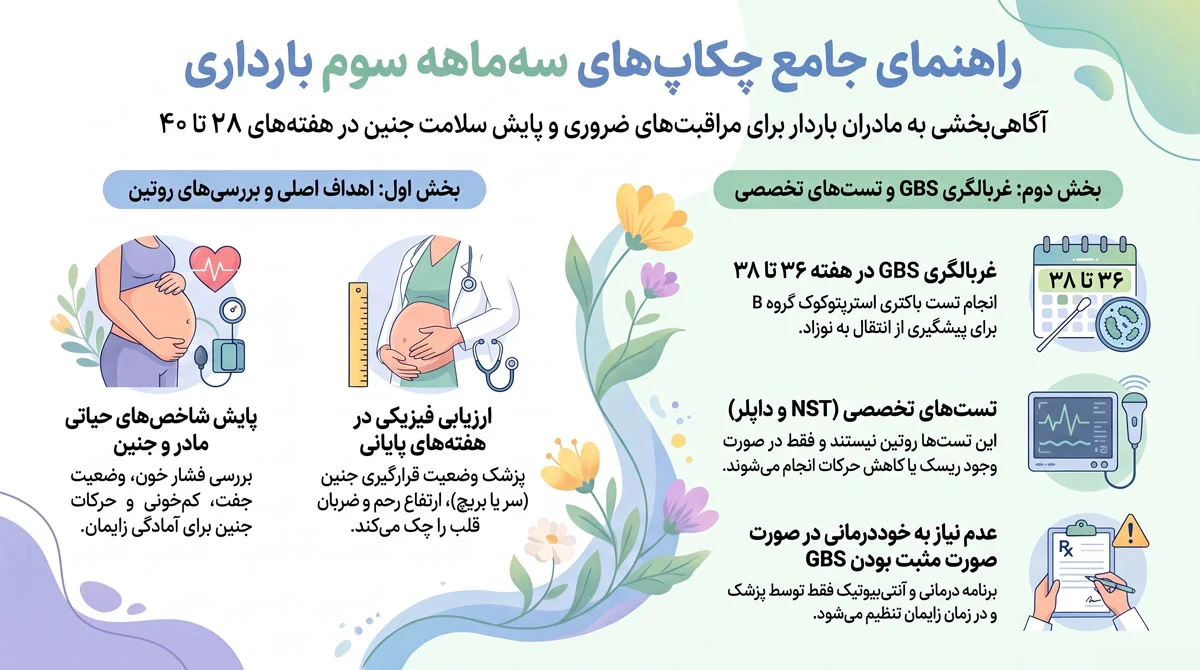 چکاپ بارداری از هفته اول تا زایمان؛ چه آزمایشهایی لازم است؟ 4 چکاپ سهماهه سوم