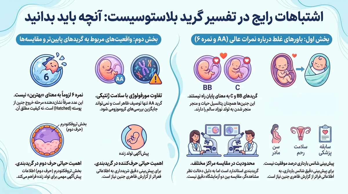 بلاستوسیست چیست؟ گریدهای 4AA و 4BB چه میگویند؟ 3 اشتباهات پرهزینه در خواندن گرید بلاستوسیست