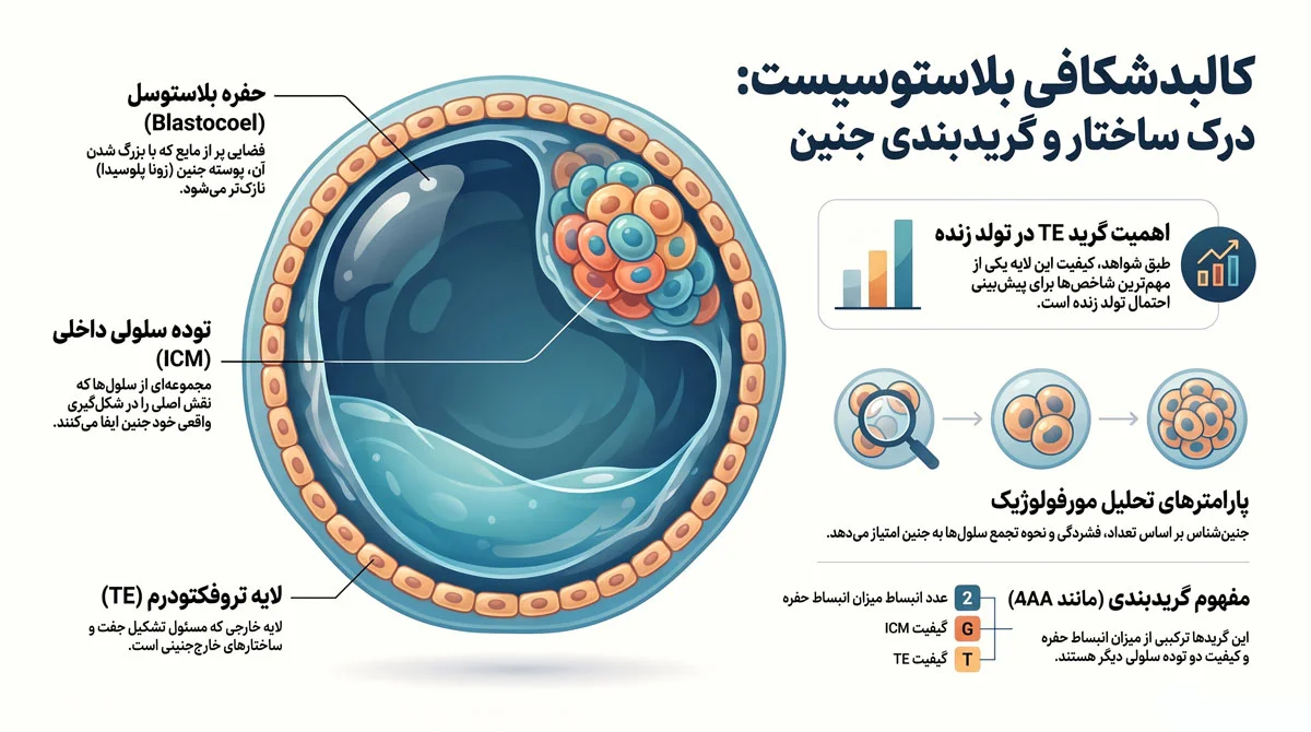 بلاستوسیست چیست؟ گریدهای 4AA و 4BB چه میگویند؟ 1 داخل یک بلاستوسیست چه چیزی دیده میشود؟